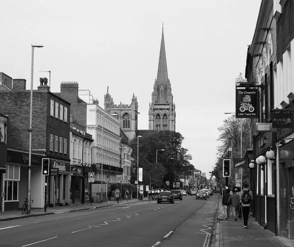 Cambridge Storbritannien Circa Oktober 2018 Människor Centrum Svart Och Vitt — Stockfoto