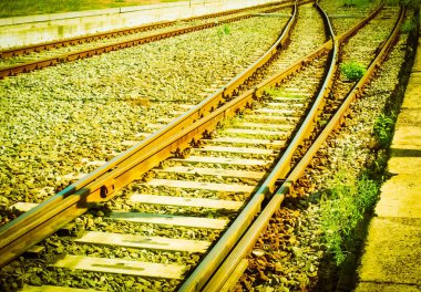 Demiryolu demiryolu detay için tren vintage retro izler