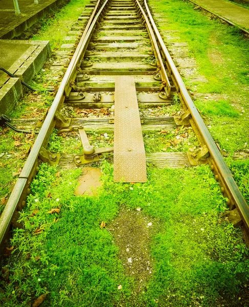 Železniční Koleje Pro Vlak Archivní Vyvrcholení Retro Mhd — Stock fotografie