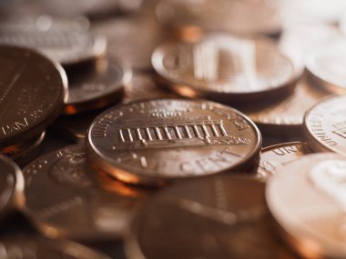 1 cent madeni para (USD), ABD para birimi, seçici odak