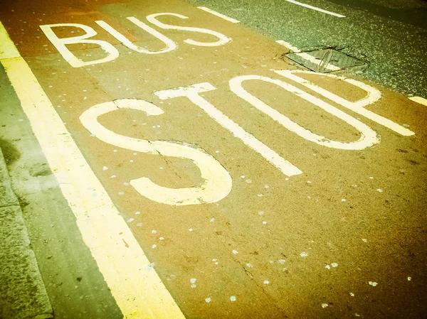 Signe Arrêt Bus Dans Une Rue Une Rue Vintage Rétro — Photo