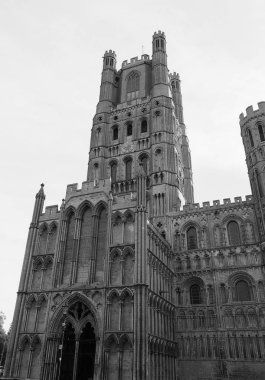 Ely, İngiltere'de siyah beyaz Ely Katedrali (eski adıyla Kilisesi, St Etheldreda ve St Peter ve kilise kutsal ve bölünmemiş Trinity)