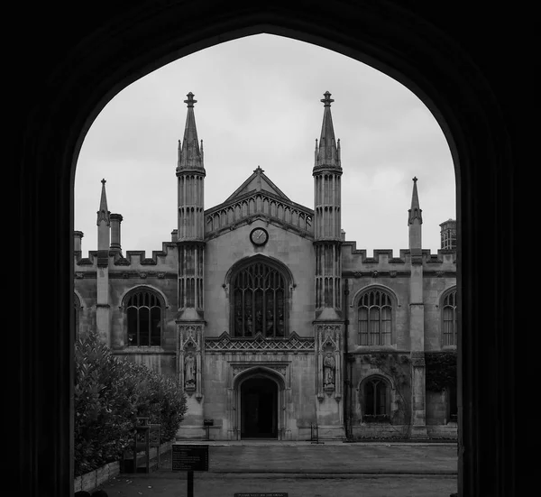 黒と白でケンブリッジ イギリス 2018年 月年頃 コーパス クリスティの大学 — ストック写真