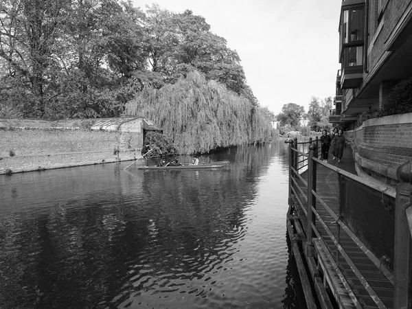 Cambridge Circa October 2018 Punting River Cam Black White — Stock Photo, Image