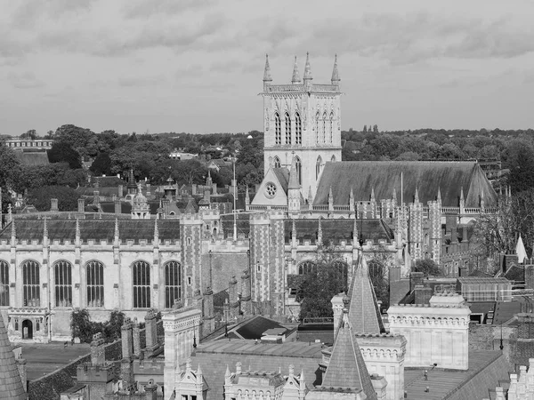 Luftaufnahme Der Stadt Cambridge Großbritannien Schwarz Weiß — Stockfoto