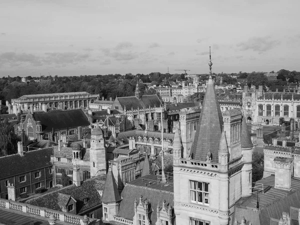 Vista Aérea Ciudad Cambridge Reino Unido Blanco Negro — Foto de Stock