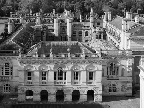 Vista Aérea Cidade Cambridge Reino Unido Preto Branco — Fotografia de Stock