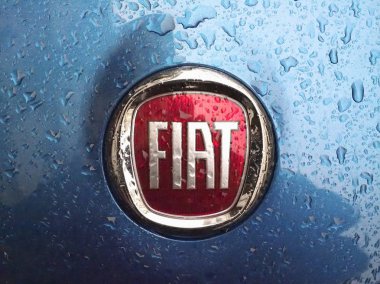 Torino, İtalya - Kasım 2018 yaklaşık: Fiat logosu bir araba
