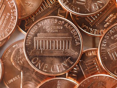 1 cent madeni para (USD), ABD para birimi, seçici odak