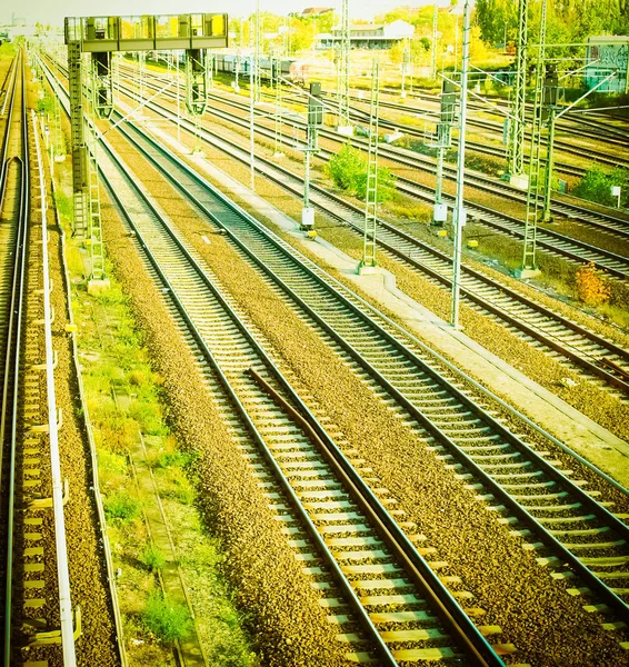 Järnvägs Eller Järnväg Spår För Tåg Transport Vintage Retro — Stockfoto