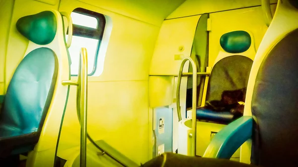 Interior View Regional Local Train Empty Seats Vintage Retro — Stock Photo, Image