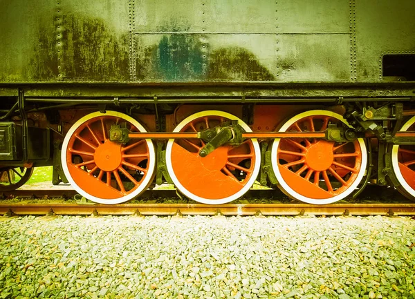 Detalhe Antigo Trem Vapor Locomotiva Veículo Vintage Retro — Fotografia de Stock