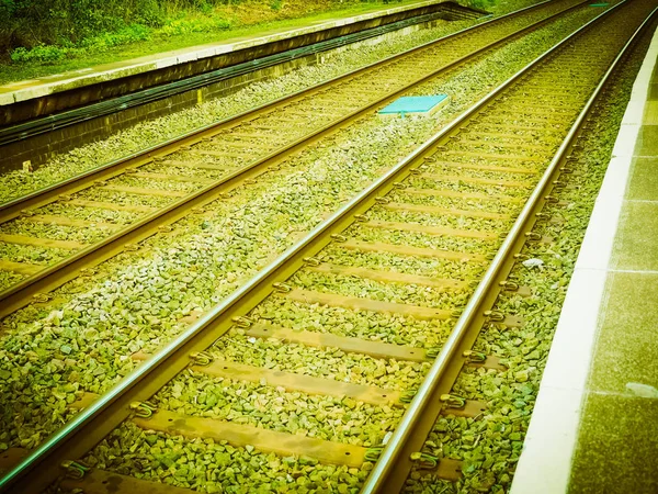 Chemin Fer Voies Ferrées Pour Train Transport Public Vintage Rétro — Photo