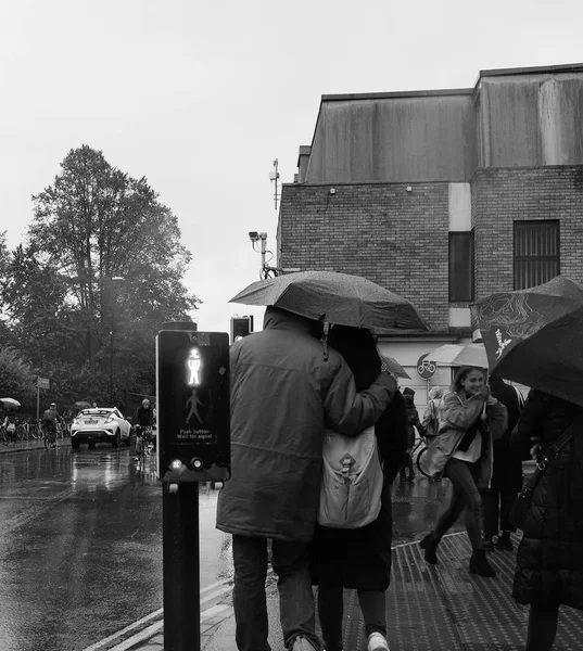 Cambridge Circa October 2018 Rainy Day Cambridge City Centre Black — Stock Photo, Image