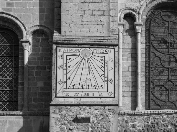 Ely Oktober 2018 Ely Kathedrale Sonnenuhr Schwarz Weiß — Stockfoto