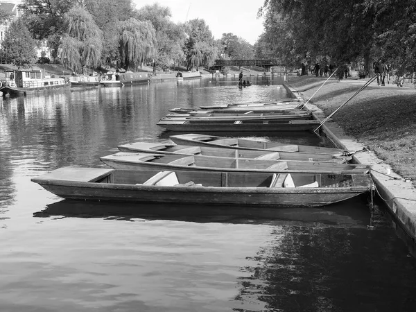 Cambridge Egyesült Királyság Október 2018 Csónak Cam Folyó Fekete Fehér — Stock Fotó