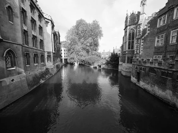 Vista River Cam Cambridge Regno Unito Bianco Nero — Foto Stock