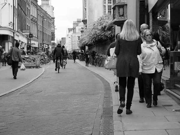 Cambridge Oktober 2018 Menschen Der Innenstadt Schwarz Weiß — Stockfoto