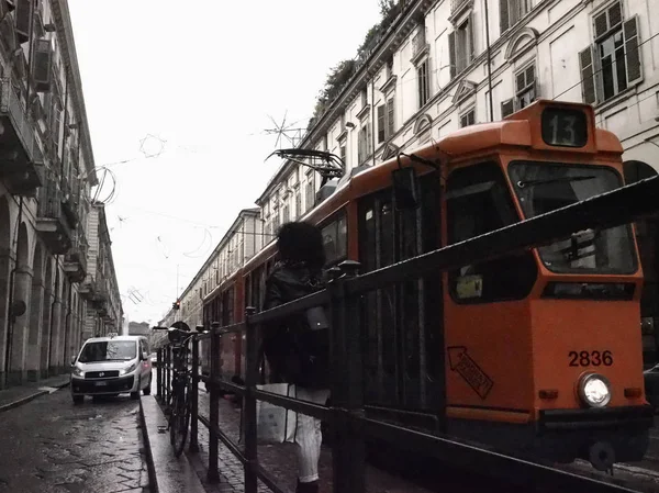 Turyn Włochy Około Listopada 2018 Tramwaje Publicznego Transportu Kolejowego — Zdjęcie stockowe
