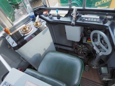 Torino, İtalya - yaklaşık Aralık 2018: Vintage 447 tramvay Torino Tramvay Festivali