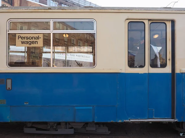 Turín Itálie Cca Prosince 2018 Vintage Německé 3404 Tramvaj Přívěs — Stock fotografie