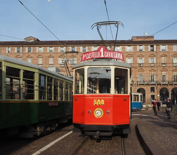 Turin Itália Circa Dezembro 2018 Vintage 502 Eléctrico Trolley Festival — Fotografia de Stock