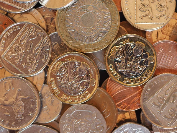 Pfund Münzen Geld Gbp Währung Des Vereinigten Königreichs Nützlich Als — Stockfoto