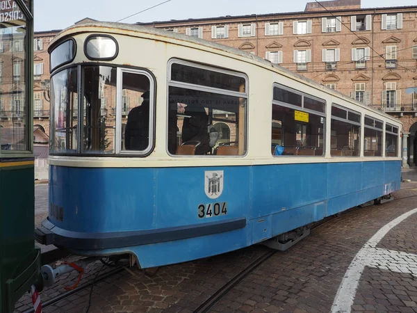 Τορίνο Ιταλία Circa Δεκεμβρίου 2018 Vintage Γερμανική 3404 Τραμ Ρυμουλκούμενο — Φωτογραφία Αρχείου