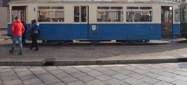 Turín Itálie Cca Prosince 2018 Vintage Německé 3404 Tramvaj Přívěs — Stock fotografie