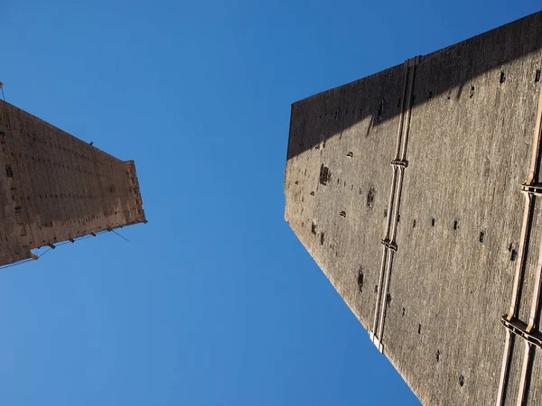 Torre Garisenda Torre Degli Asinelli Torres Inclinadas Alias Due Torri —  Fotos de Stock