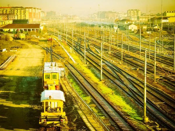 Tren Veya Demiryolu Tren Ulaşım Vintage Retro Için Takip — Stok fotoğraf