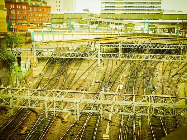 Ferrocarril Vías Férreas Para Transporte Trenes Vintage Retro —  Fotos de Stock