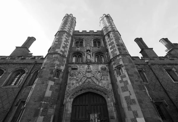 Cambridge Circa October 2018 Main Gate John College Black White — Stock Photo, Image