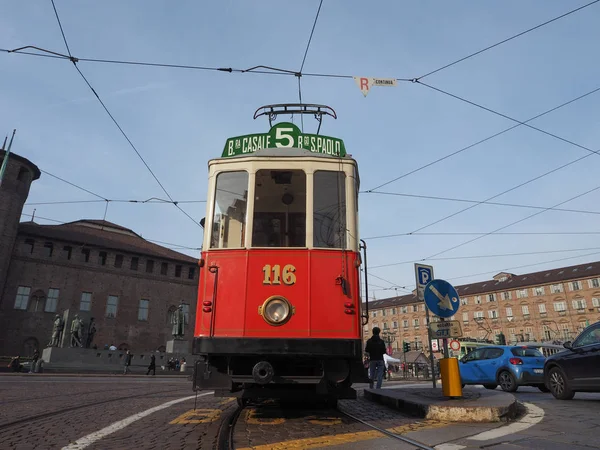 Turin Italie Circa Décembre 2018 Tram Vintage 116 Construit 1911 — Photo