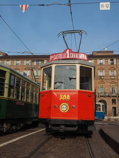 祭ではトロリー トリノ イタリア 2018 ヴィンテージ 502 トラム — ストック写真