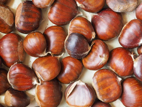 Castañas Marrones Alimento Útil Como Fondo — Foto de Stock