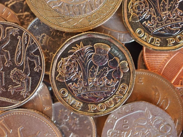 Pound Coins Money Gbp Currency United Kingdom Useful Background — Stock Photo, Image