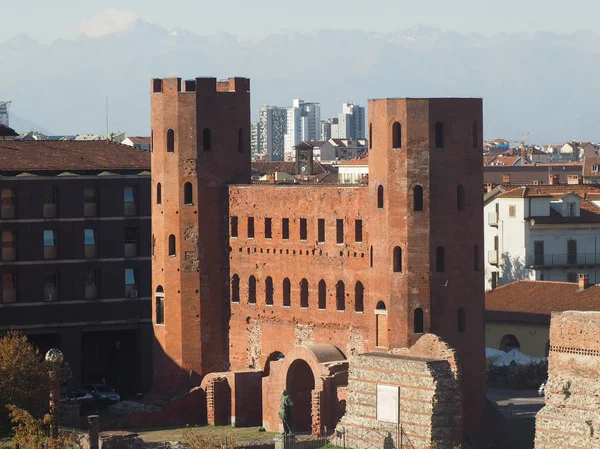 Porta Palatina Palatine Gate Ruins Turin Italy — Stock Photo, Image