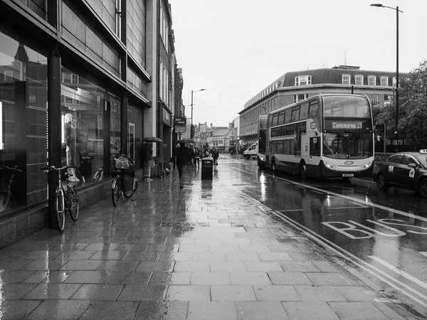 Cambridge Oktober 2018 Regnerischer Tag Zentrum Von Cambridge Schwarz Weiß — Stockfoto