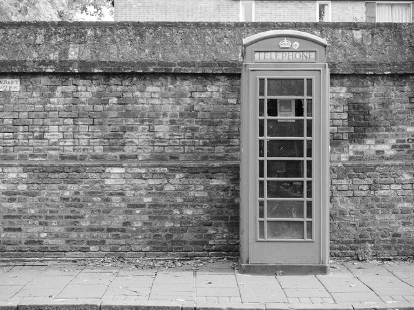Cambridge Circa October 2018 Red Telephone Box Black White — Stock Photo, Image
