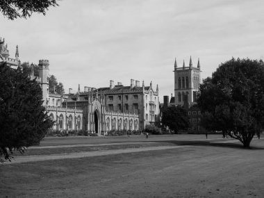 Cambridge, İngiltere - Ekim 2018 yaklaşık: St John's College siyah beyaz