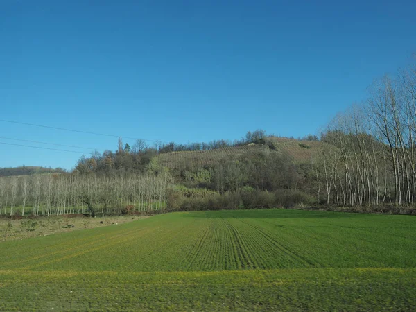 Vista Das Colinas Roero Piemonte Famosa Por Suas Vinhas Para — Fotografia de Stock