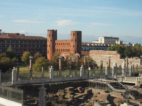Porta Palatina Palatijnse Poort Ruïnes Turijn Italië — Stockfoto