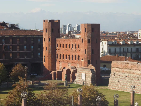 Porta Palatina Palatijnse Poort Ruïnes Turijn Italië — Stockfoto