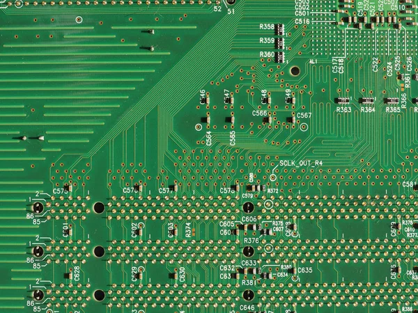 Detalhe Uma Placa Circuito Impresso Eletrônico Pcb — Fotografia de Stock