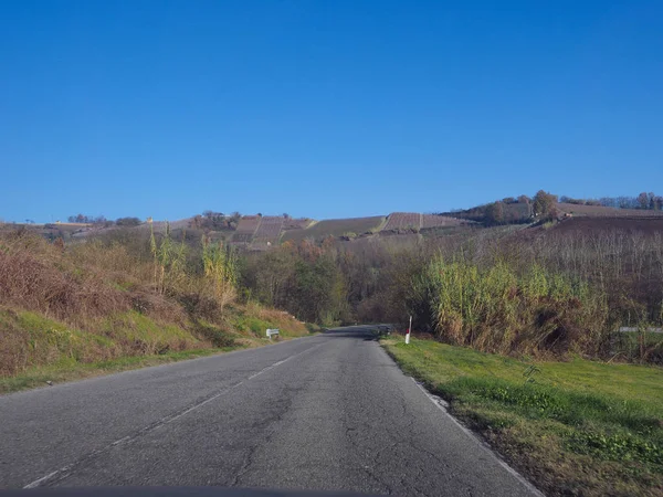 Προβολή Των Λόφων Roero Πιεντμόντ Γνωστή Για Τους Αμπελώνες Του — Φωτογραφία Αρχείου