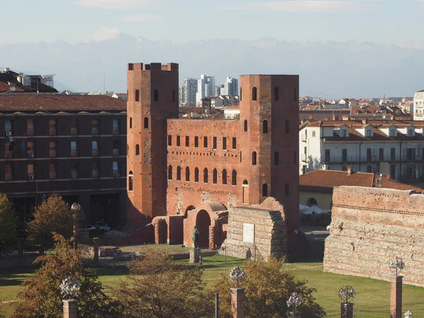 Porta Palatina Palatijnse Poort Ruïnes Turijn Italië — Stockfoto