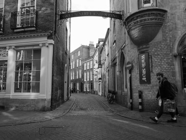 Cambridge, İngiltere - Ekim 2018 yaklaşık: Green Street siyah beyaz