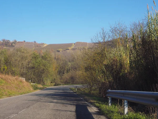 Widok Wzgórza Roero Piemoncie Znana Ich Winnice Wina Barbera Oraz — Zdjęcie stockowe