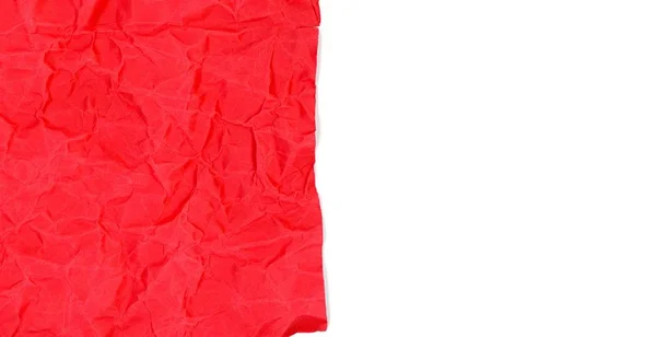 Röd Skrynkligt Papper Textur Användbar Som Jul Bakgrund Med Vit — Stockfoto